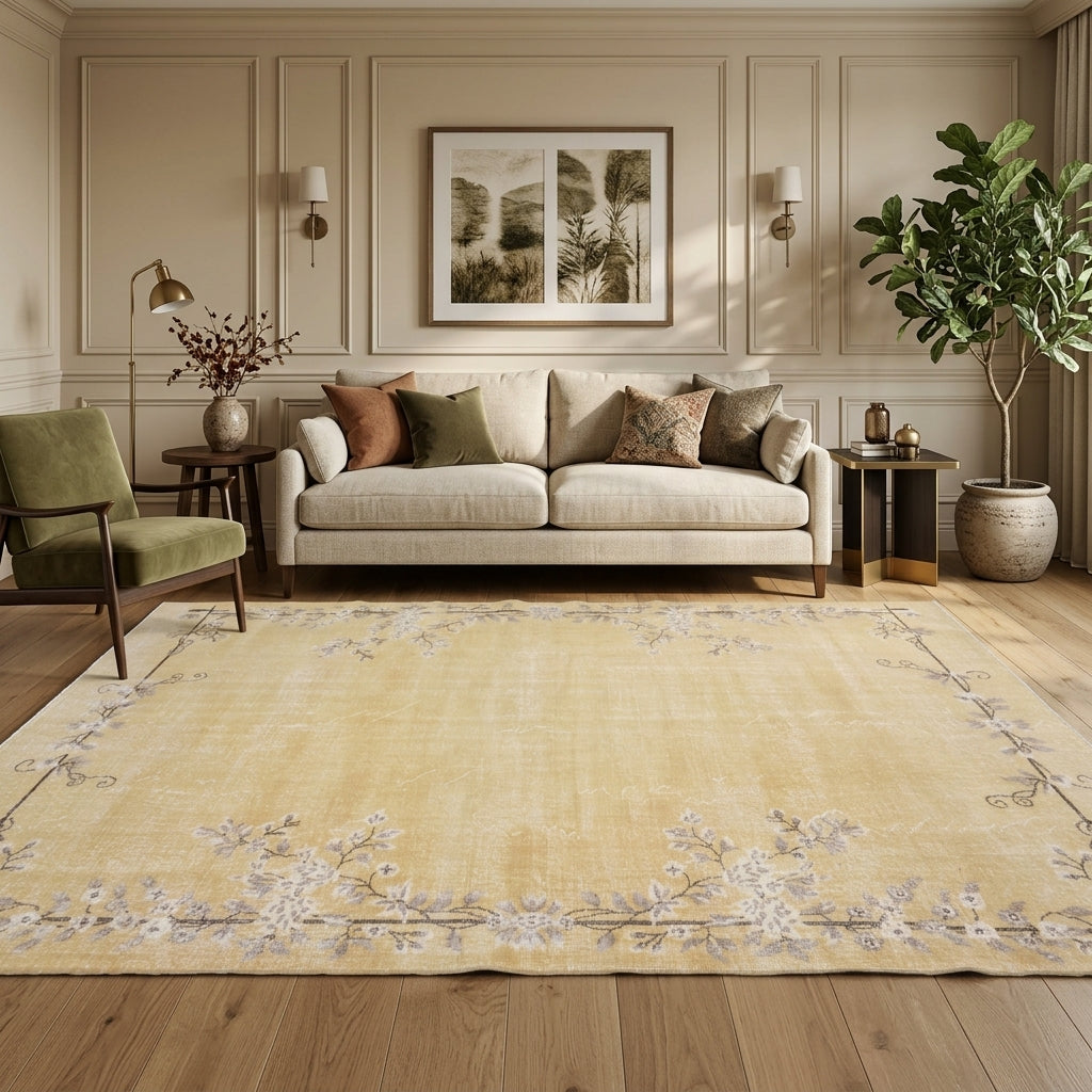 Solid pattern on the Selimiye antique washed vintage area rug – handmade in Anatolia, Turkey
