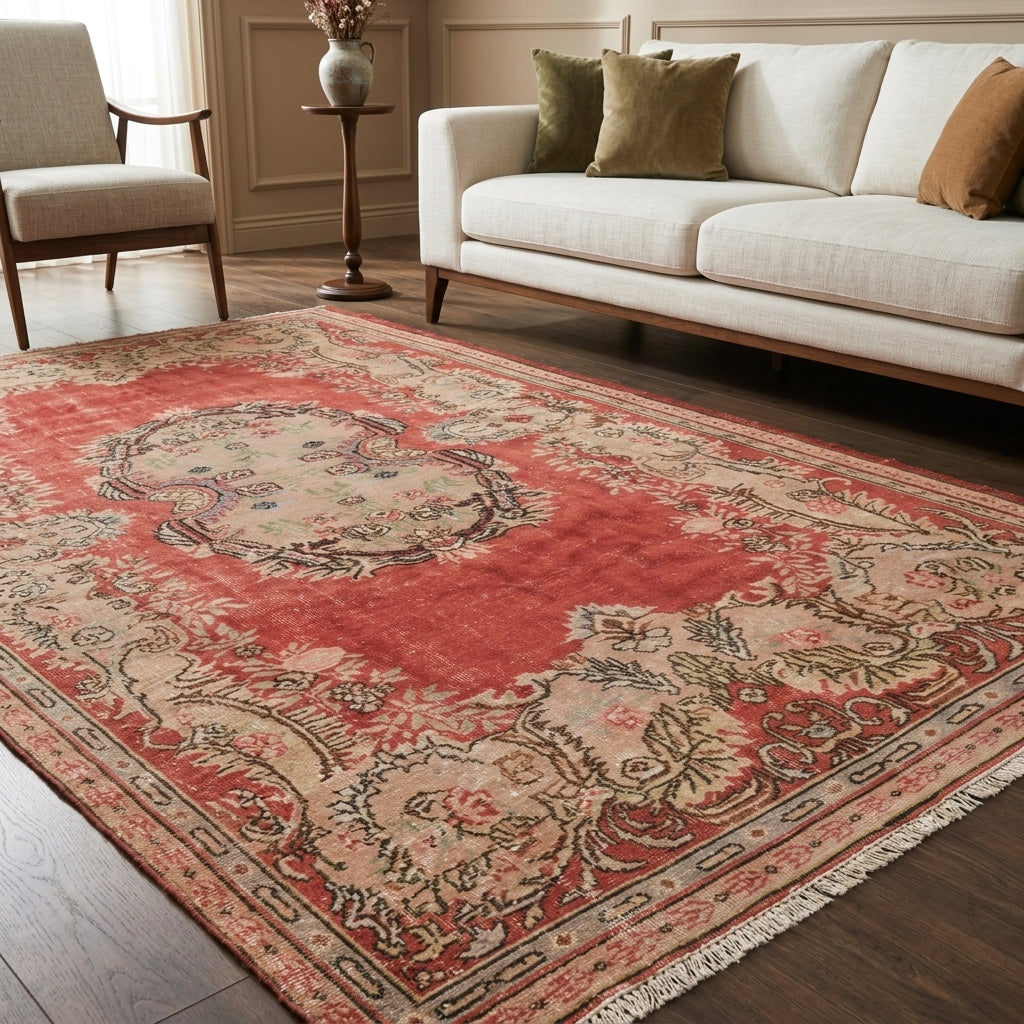 Oriental pattern on the Sedeftac vintage area rug – handmade in the Persian region