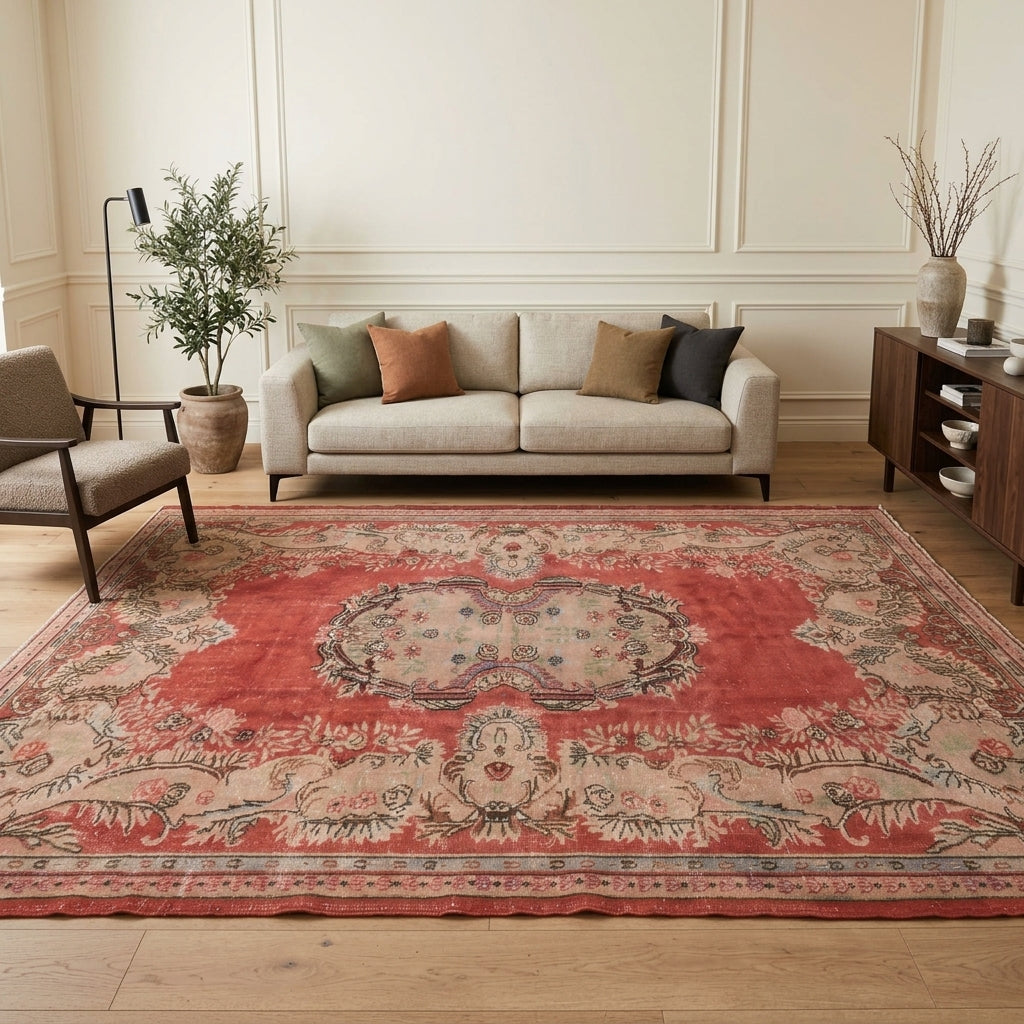 Oriental pattern on the Sedeftac vintage area rug – handmade in the Persian region