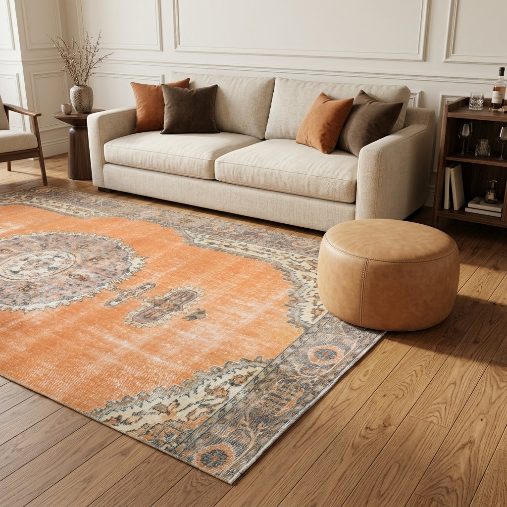 Oriental pattern on the Sedanurhayat vintage area rug – handmade in Anatolia, Turkey