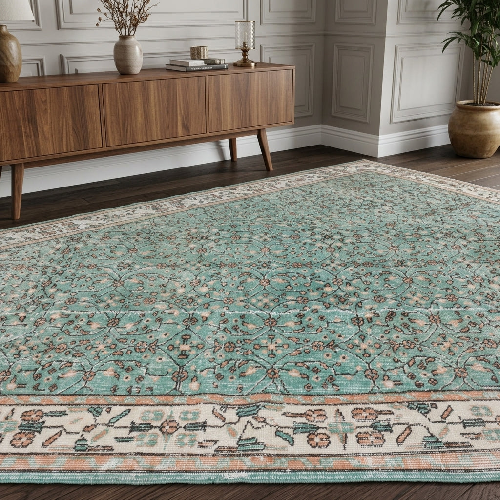 Floral pattern on the Berraknihal vintage area rug – handmade in Anatolia, Turkey