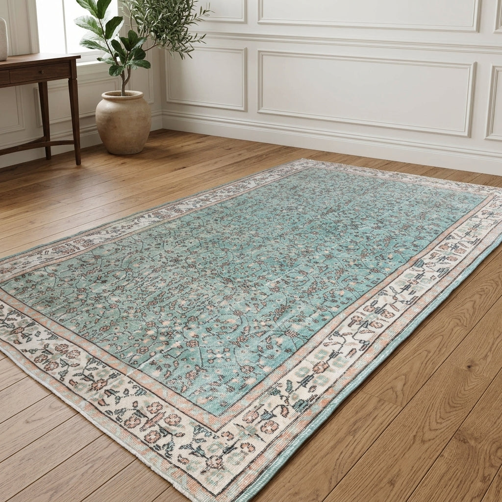 Floral pattern on the Berraknihal vintage area rug – handmade in Anatolia, Turkey