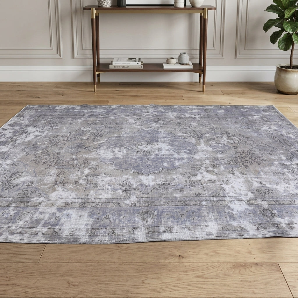 Abstract pattern on the Berilban distressed vintage area rug – handmade in Anatolia, Turkey