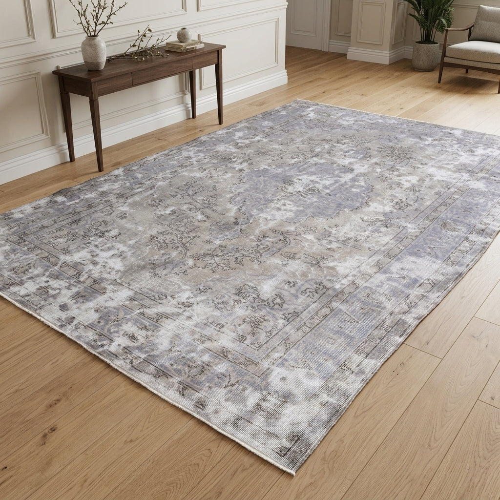 Abstract pattern on the Berilban distressed vintage area rug – handmade in Anatolia, Turkey