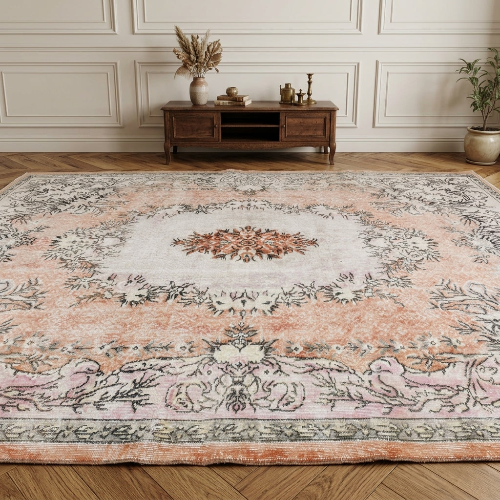 Oriental pattern on the Bengigonca vintage area rug – handmade in Anatolia, Turkey