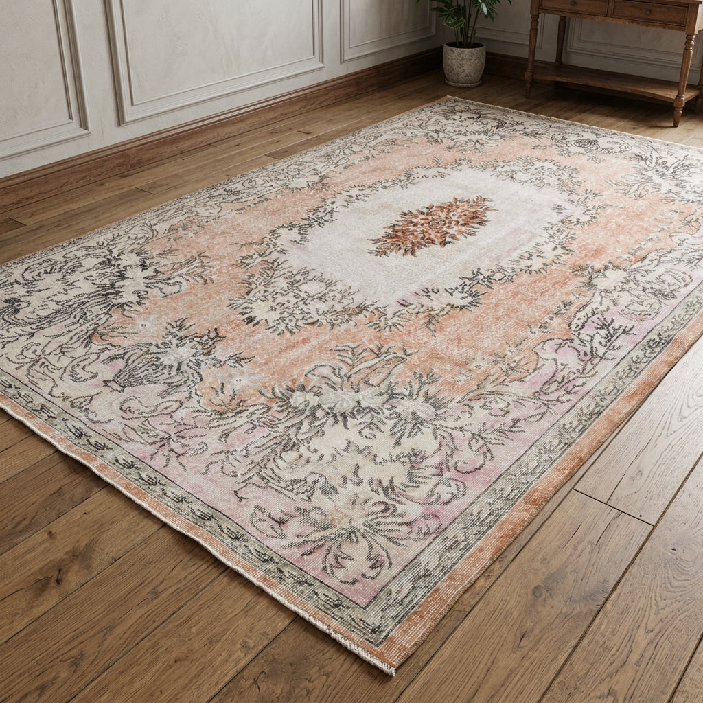 Oriental pattern on the Bengigonca vintage area rug – handmade in Anatolia, Turkey