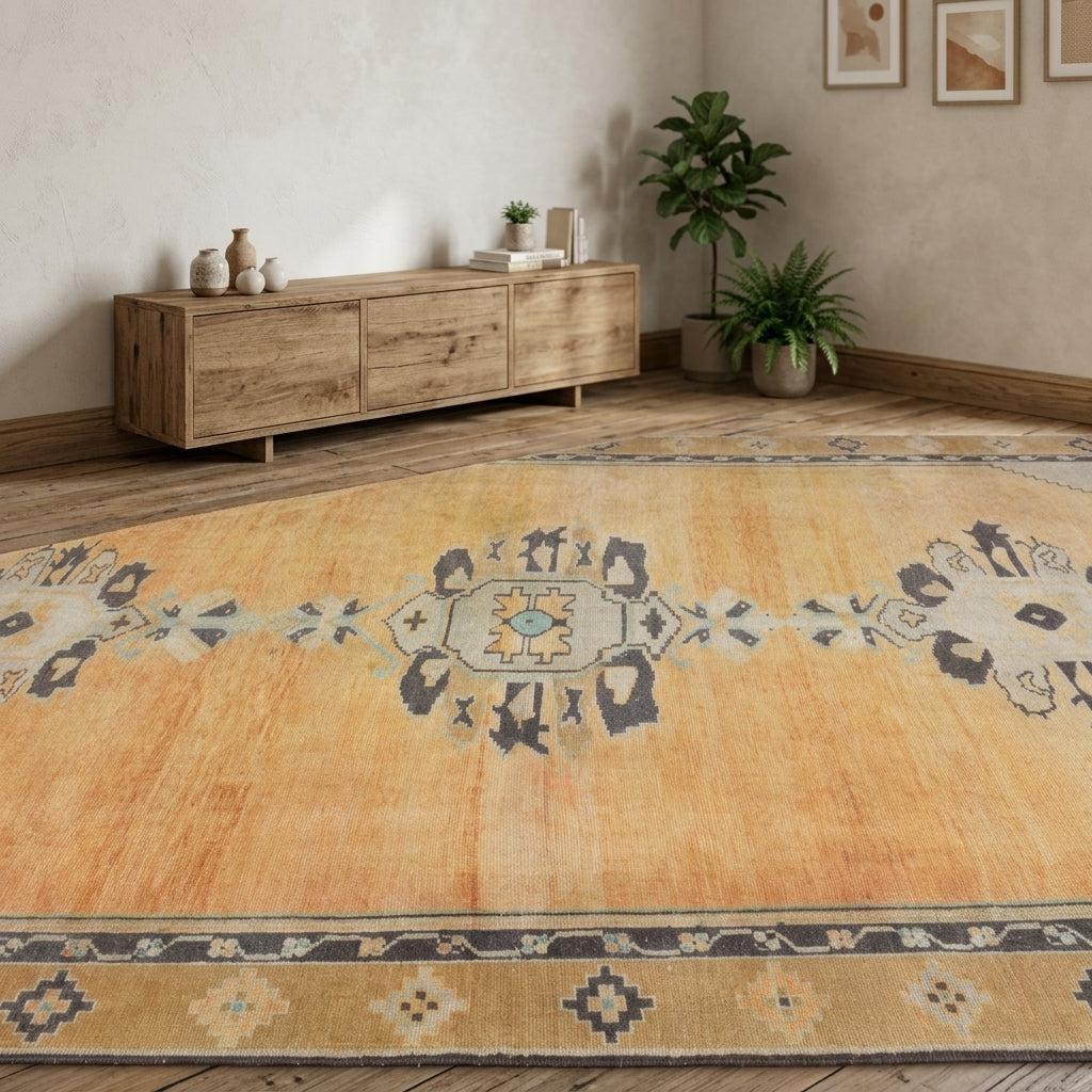 Oriental pattern on the Beharnil vintage runner rug – handmade in Anatolia, Turkey