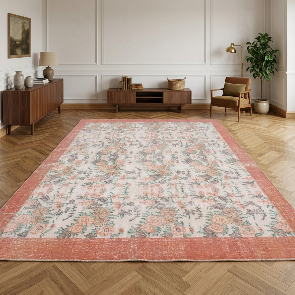 Ikat pattern on the Zuhreruh vintage area rug – handmade in Anatolia, Turkey