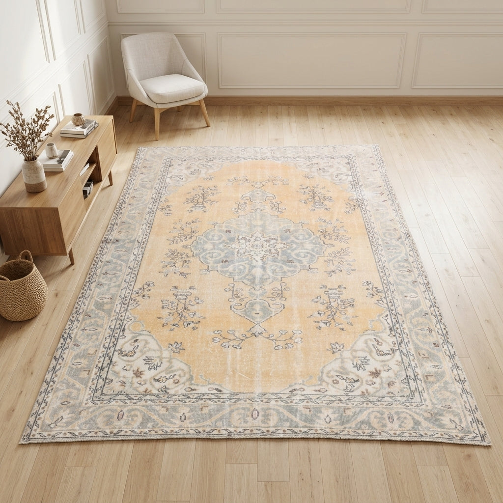 Oriental pattern on the Zeynepsad vintage area rug – handmade in Anatolia, Turkey