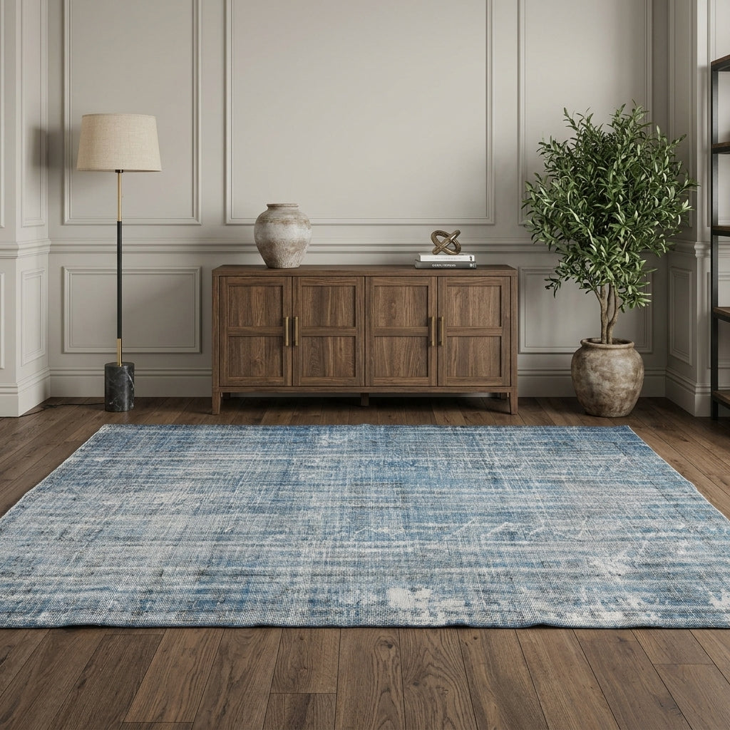 Oriental pattern on the Astraea overdyed vintage area rug – handmade in Anatolia, Turkey