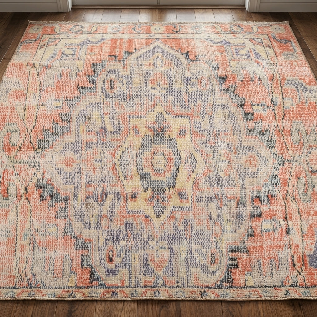 Oriental pattern on the Arnihepa antique washed vintage area rug – handmade in Anatolia, Turkey