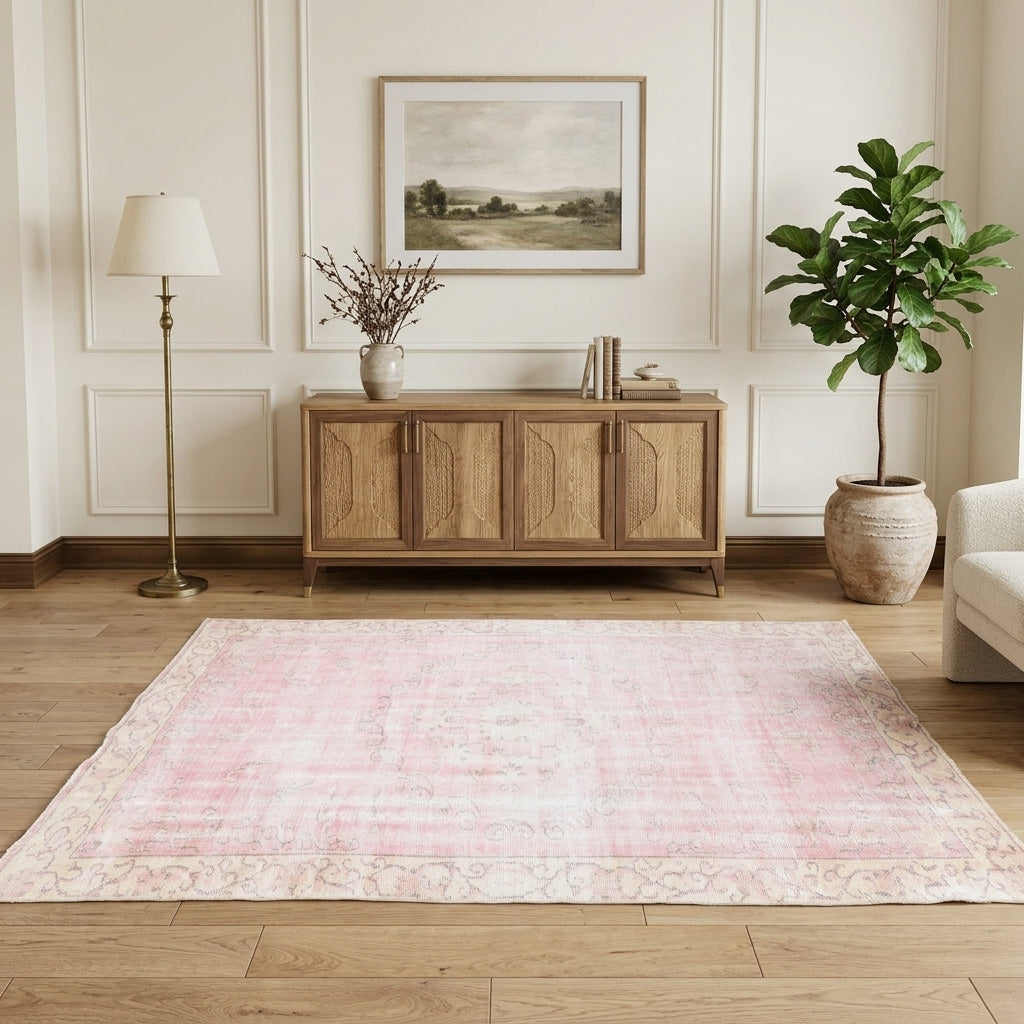 Oriental pattern on the Aretekleia vintage area rug – handmade in Anatolia, Turkey