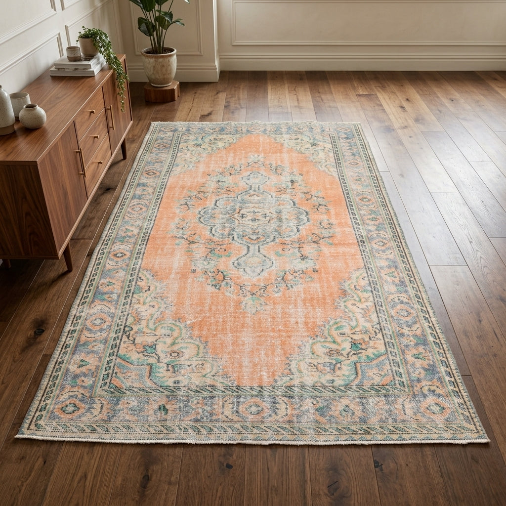 Oriental pattern on the Ardicter vintage area rug – handmade in Anatolia, Turkey