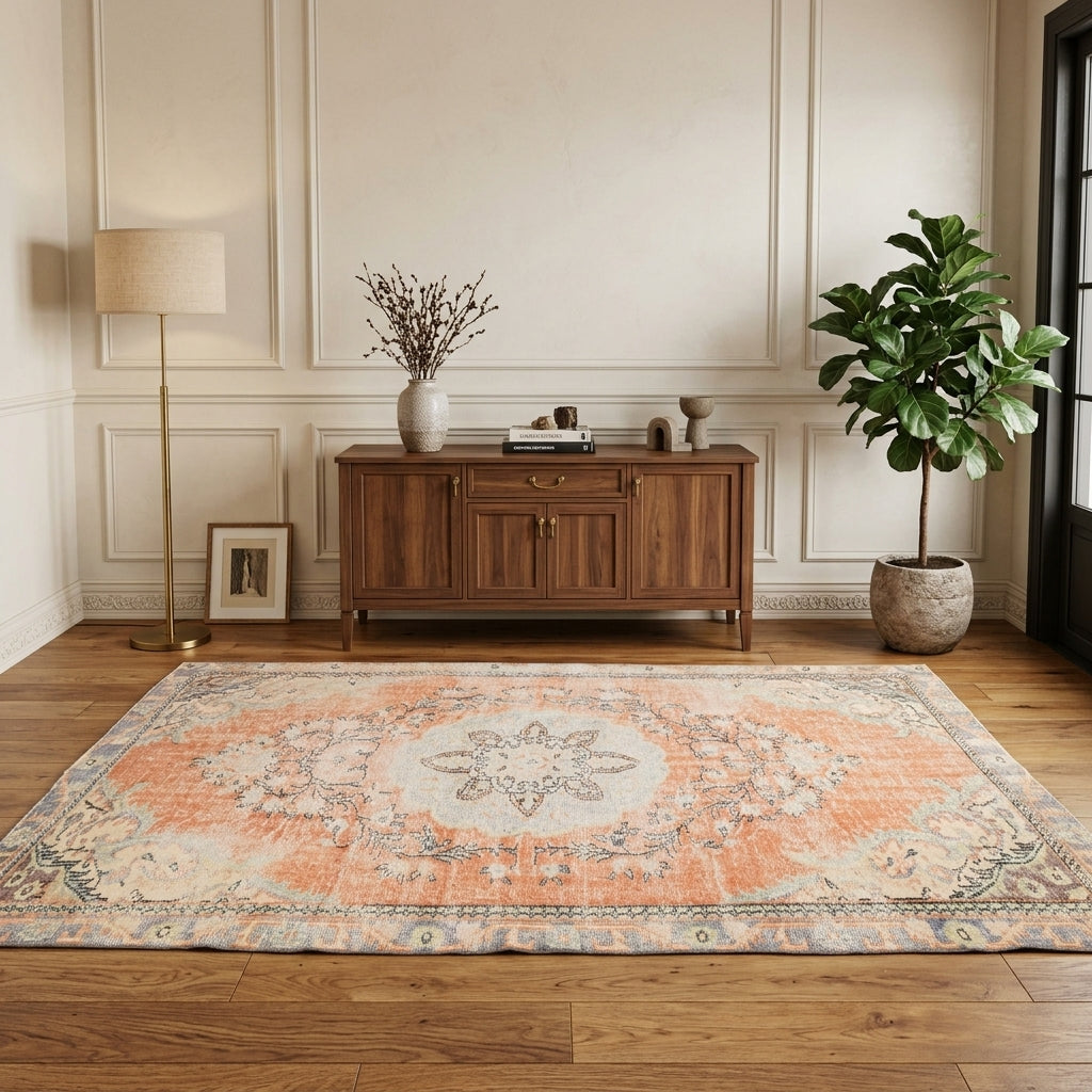 Oriental pattern on the Ardicdil vintage area rug – handmade in Anatolia, Turkey