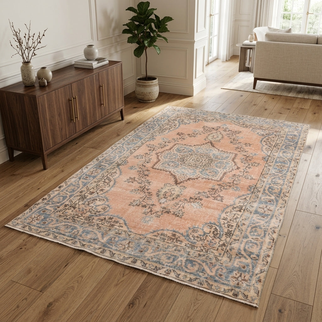 Oriental pattern on the Araxie vintage area rug – handmade in Anatolia, Turkey