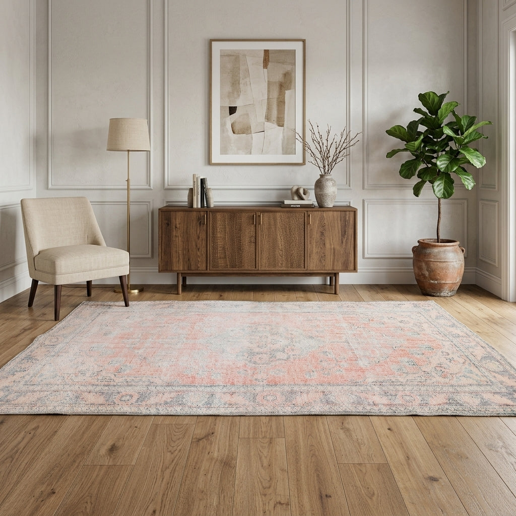 Oriental pattern on the Apameia vintage area rug – handmade in Anatolia, Turkey