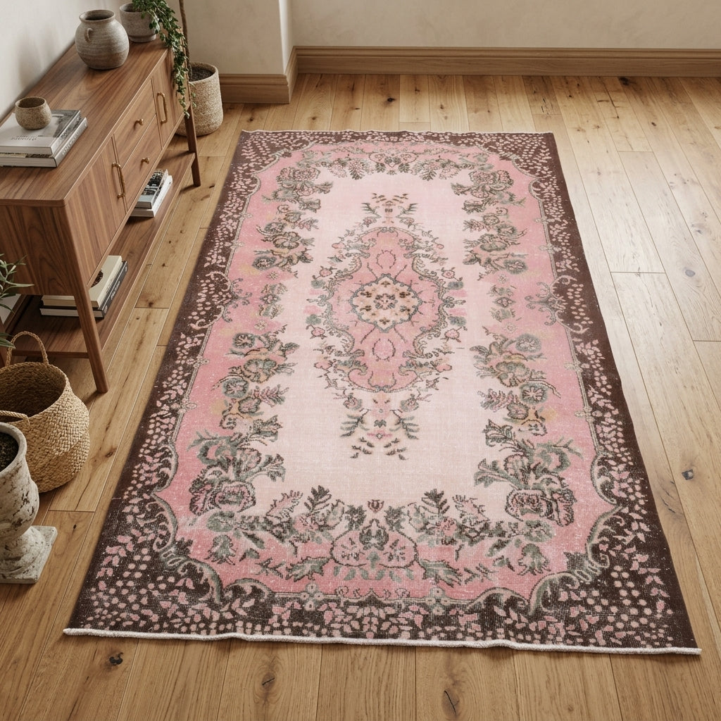 Oriental pattern on the Andromache vintage area rug – handmade in Anatolia, Turkey