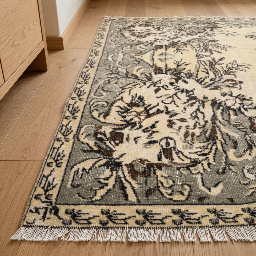 Oriental pattern on the Anaxibia vintage area rug – handmade in Anatolia, Turkey