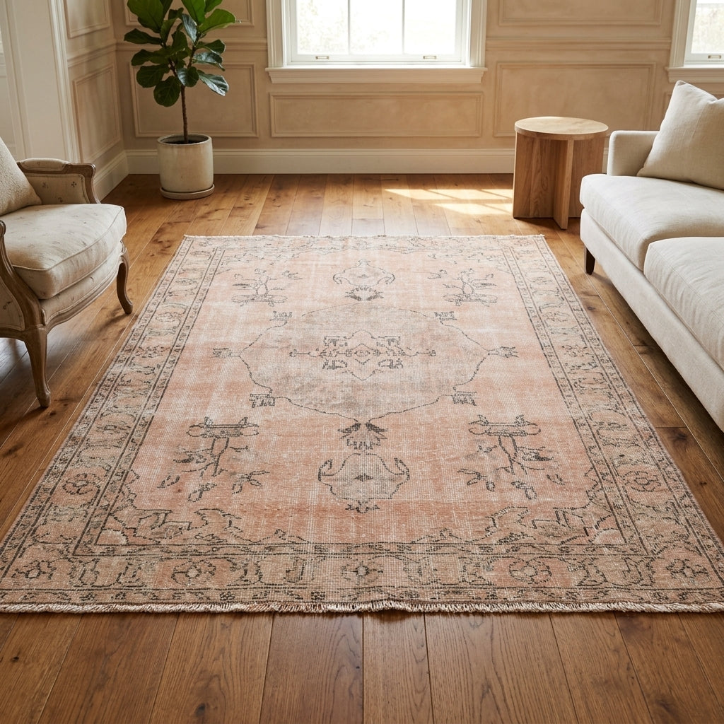 Oriental pattern on the Altinpare vintage area rug – handmade in Anatolia, Turkey