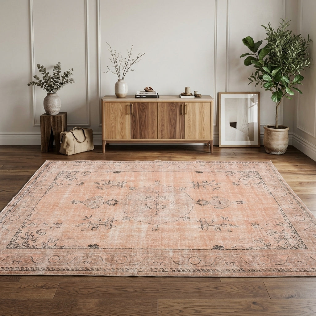 Oriental pattern on the Altinpare vintage area rug – handmade in Anatolia, Turkey