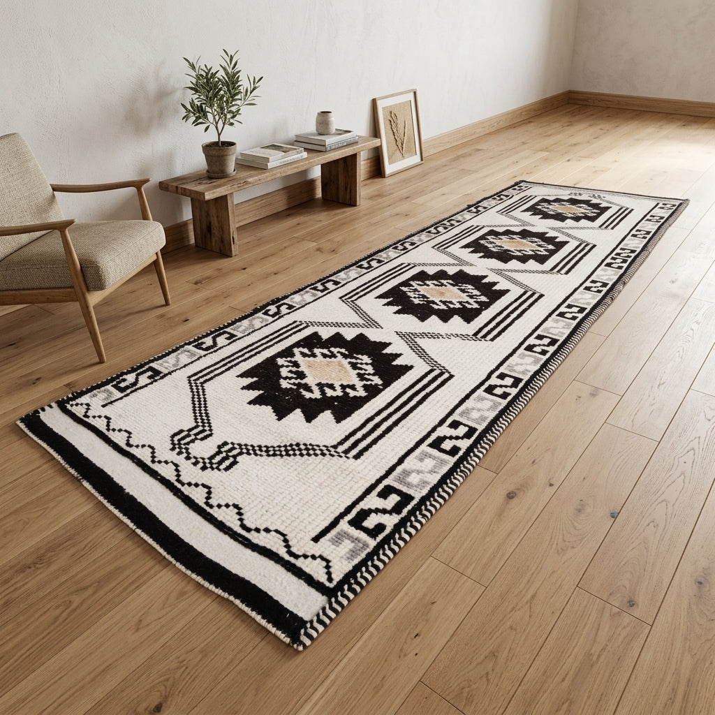 Oriental pattern on the Alacahoyuk vintage runner rug – handmade in Anatolia, Turkey