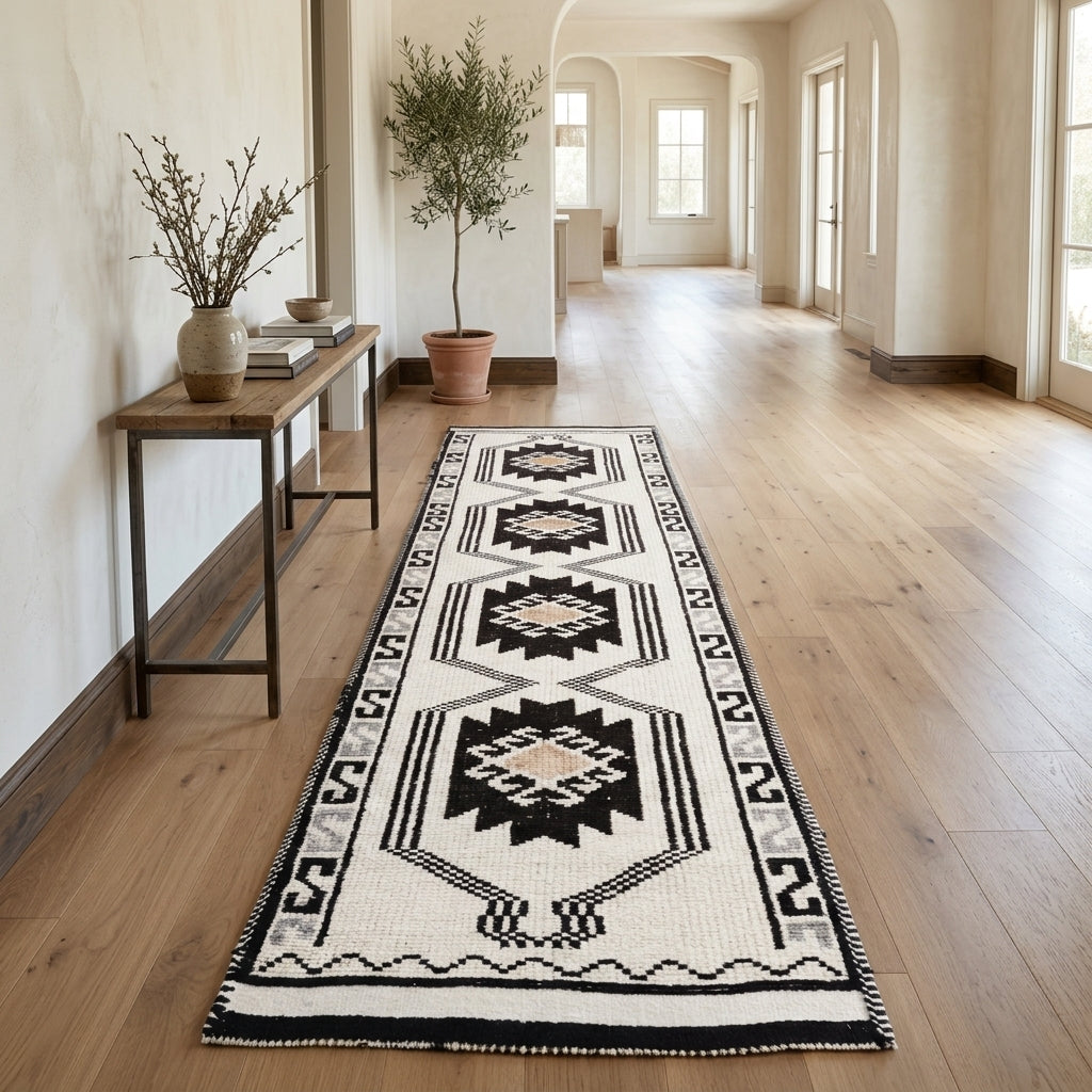 Oriental pattern on the Alacahoyuk vintage runner rug – handmade in Anatolia, Turkey