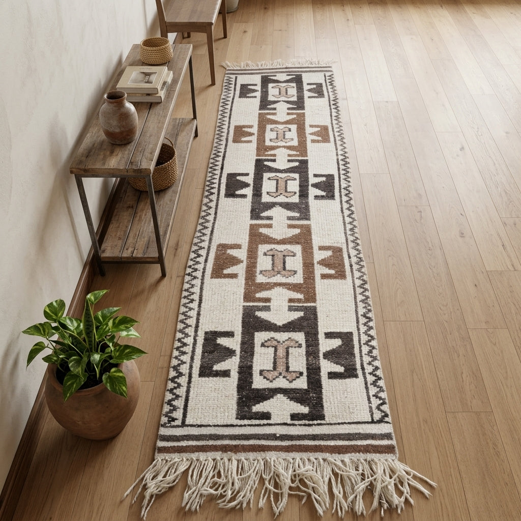 Ikat pattern on the Aglaosthene vintage runner rug – handmade in Anatolia, Turkey