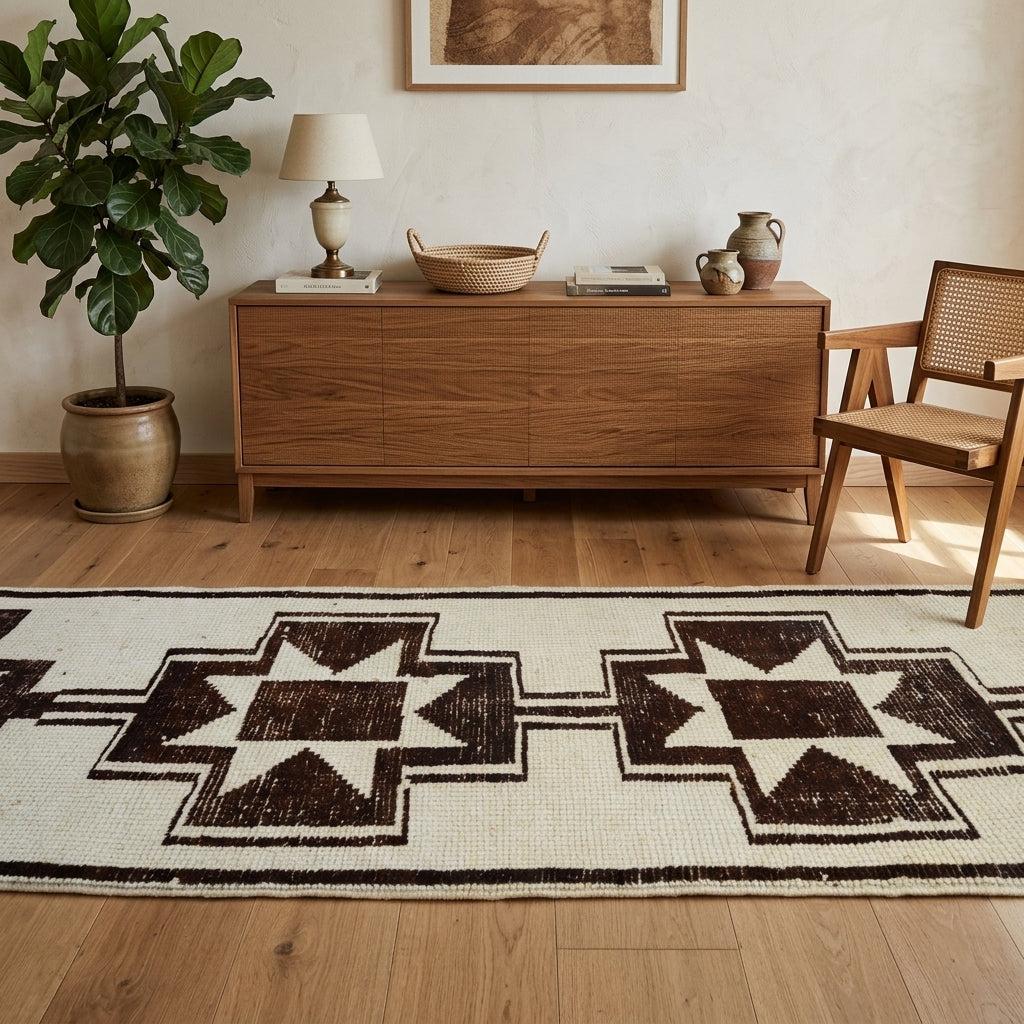 Oriental pattern on the Aglaorhoda vintage runner rug – handmade in Anatolia, Turkey