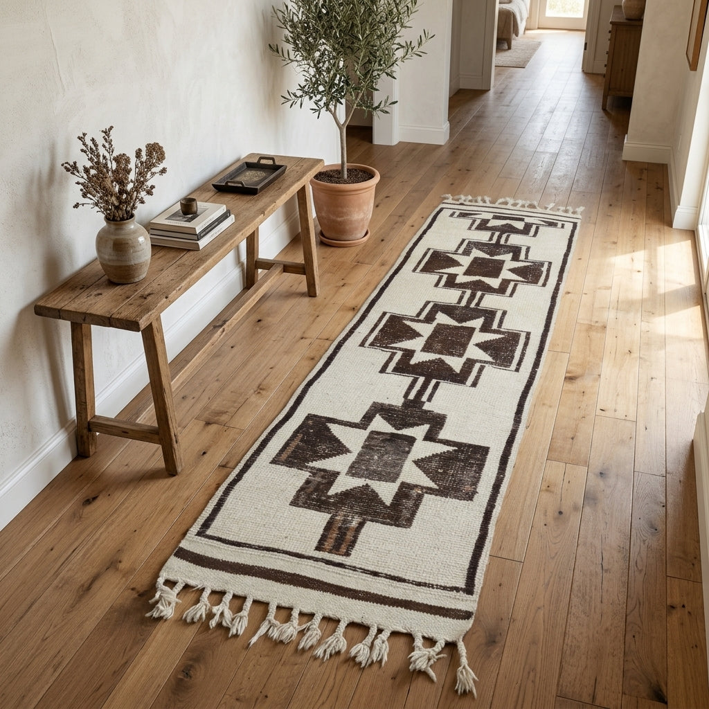 Oriental pattern on the Aglaorhoda vintage runner rug – handmade in Anatolia, Turkey