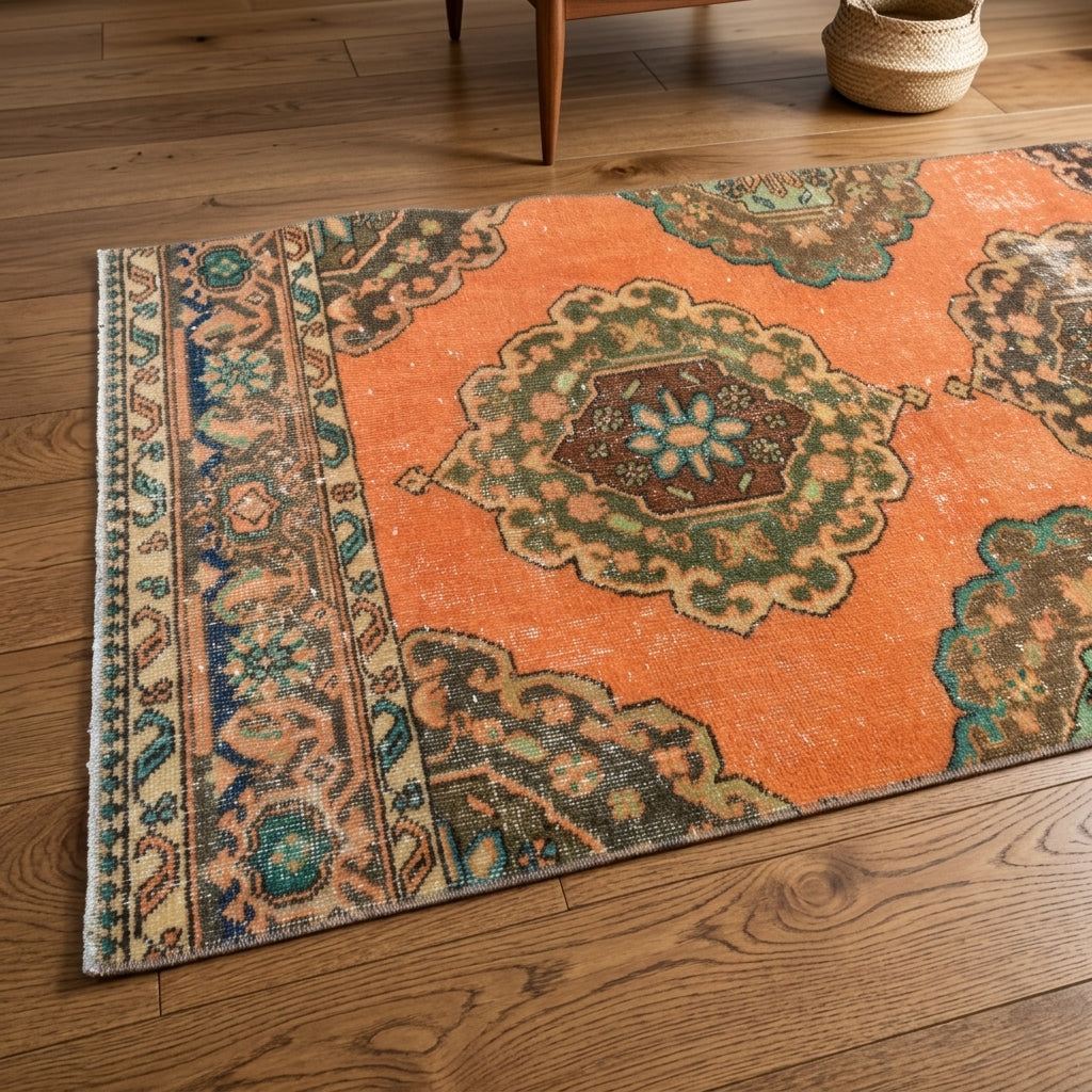 Oriental pattern on the Aglaodora vintage runner rug – handmade in Anatolia, Turkey