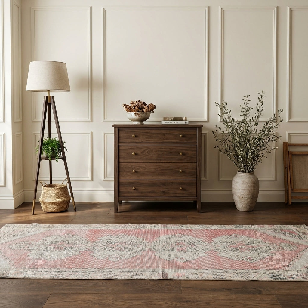 Oriental pattern on the Zumrutan vintage runner rug – handmade in Anatolia, Turkey