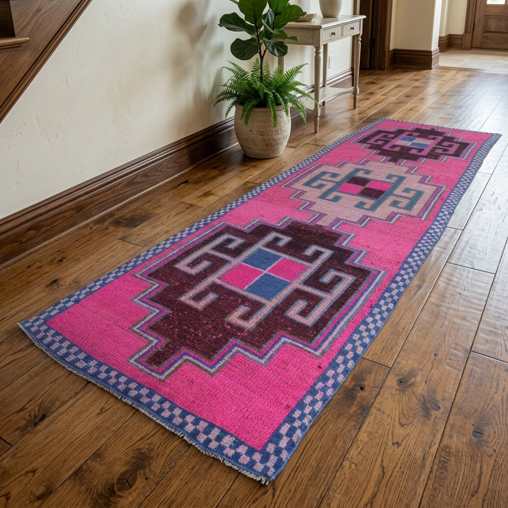 Oriental pattern on the Zuhalnur vintage runner rug – handmade in Anatolia, Turkey