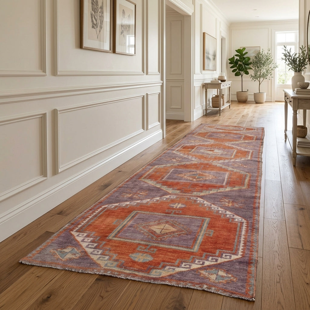 Oriental pattern on the Zeytinbike vintage runner rug – handmade in Anatolia, Turkey