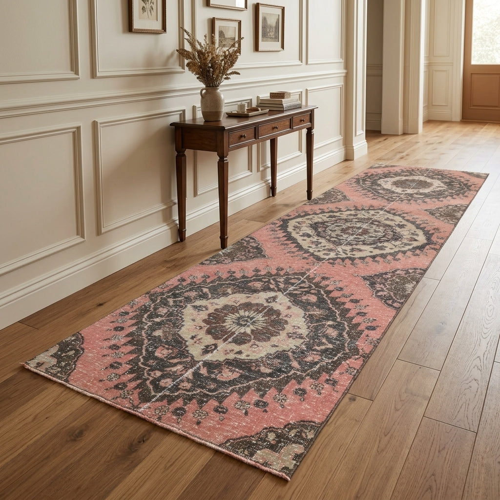 Oriental pattern on the Zeyneptac vintage runner rug – handmade in Anatolia, Turkey