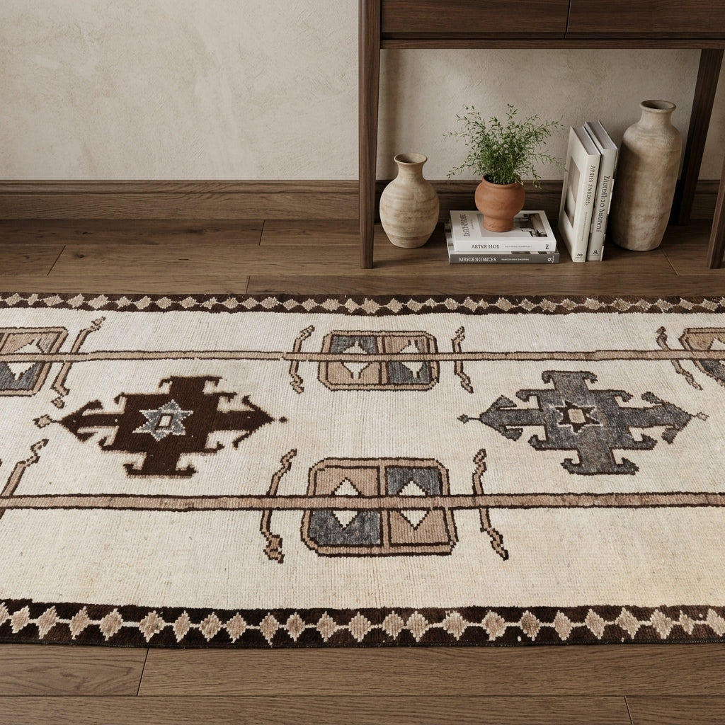 Traditional pattern on the Zeynepara vintage runner rug – handmade in Anatolia, Turkey