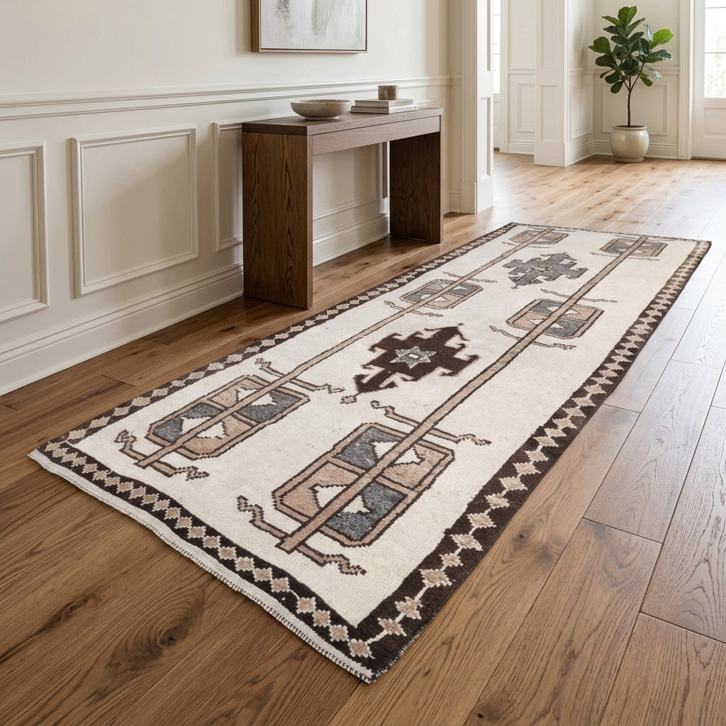 Traditional pattern on the Zeynepara vintage runner rug – handmade in Anatolia, Turkey