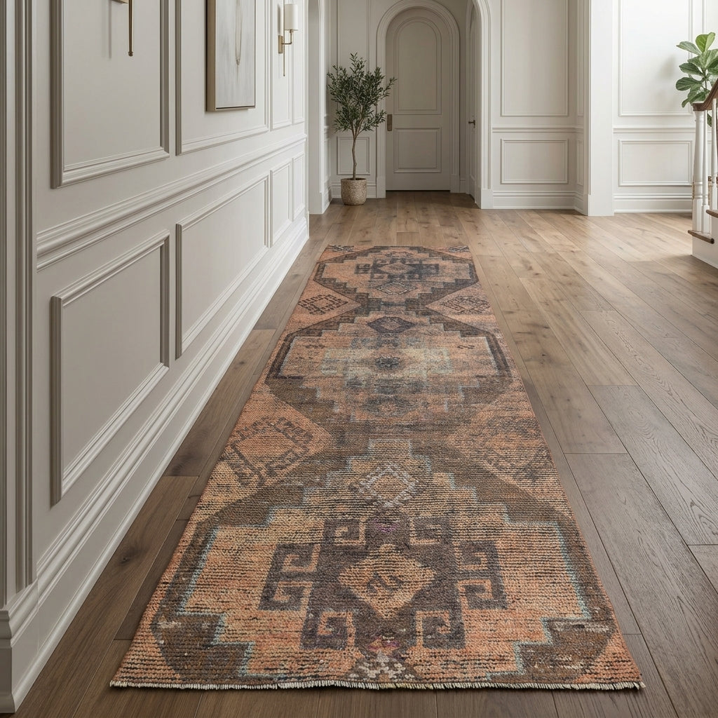 Oriental pattern on the Zerrinban vintage runner rug – handmade in Anatolia, Turkey