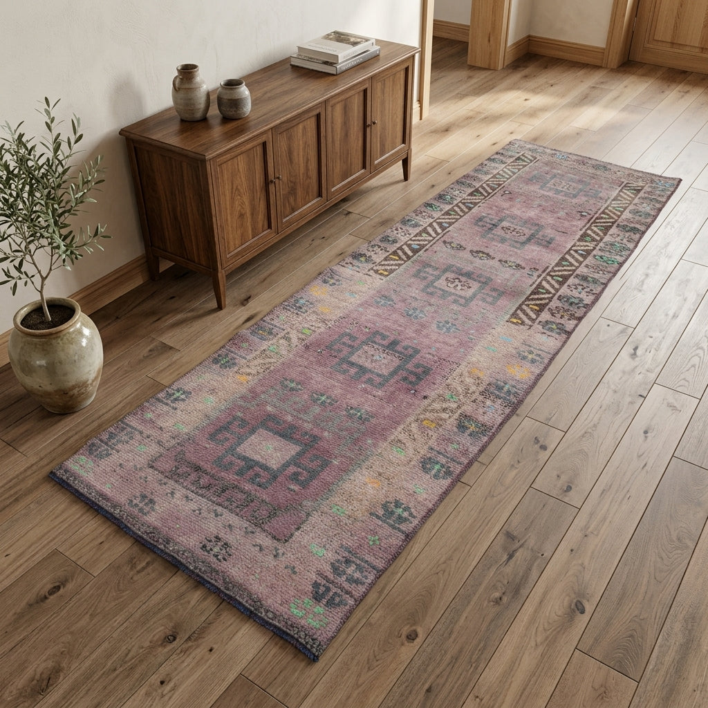 Oriental pattern on the Yesimpezir vintage runner rug – handmade in Anatolia, Turkey