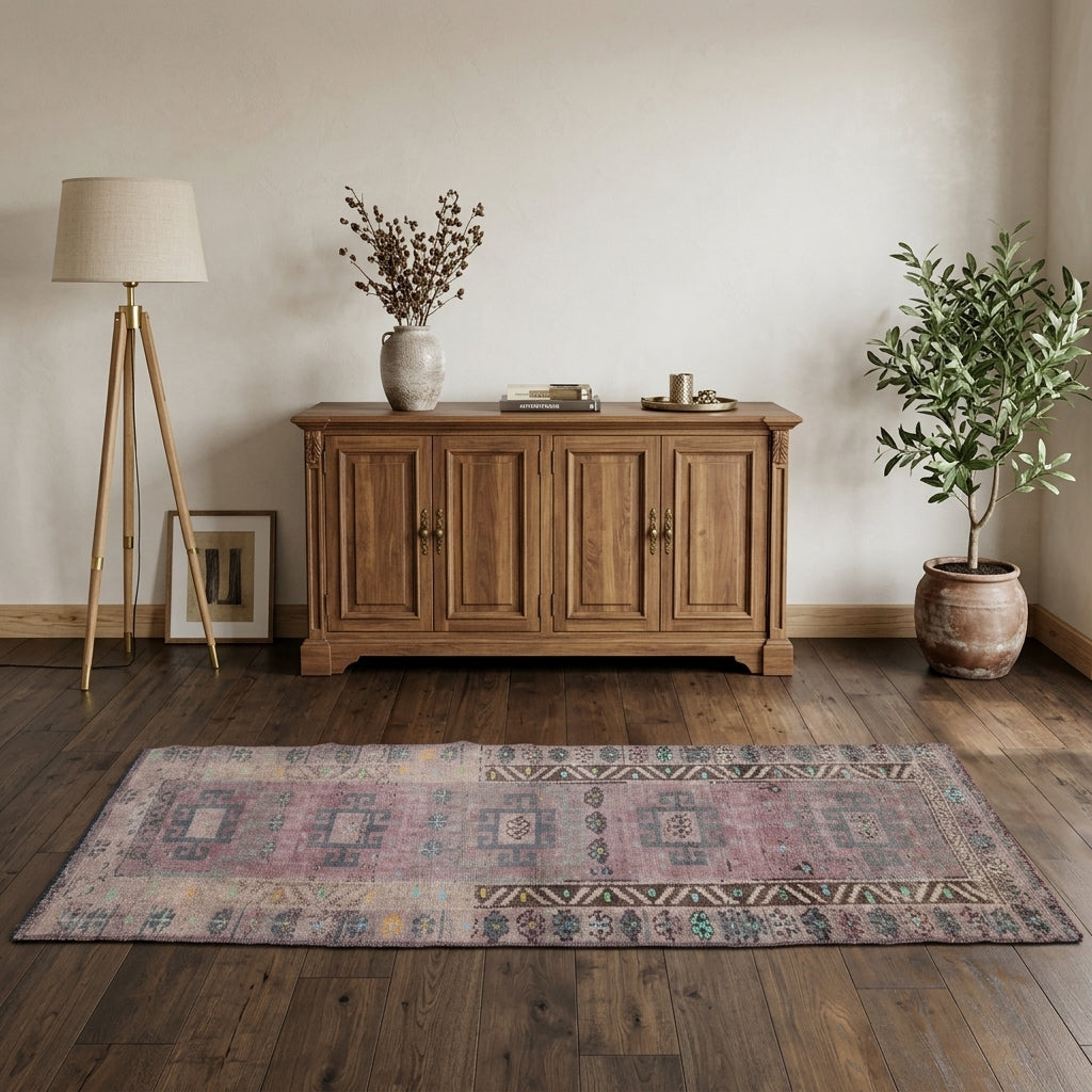 Oriental pattern on the Yesimpezir vintage runner rug – handmade in Anatolia, Turkey