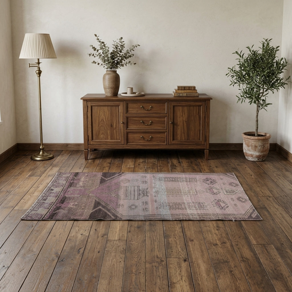 Oriental pattern on the Yesimnihal vintage runner rug – handmade in Anatolia, Turkey