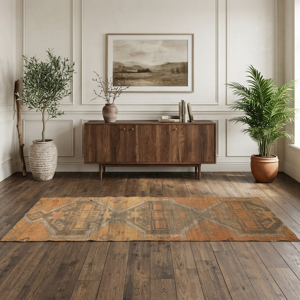 Oriental pattern on the Yelizter vintage runner rug – handmade in Anatolia, Turkey