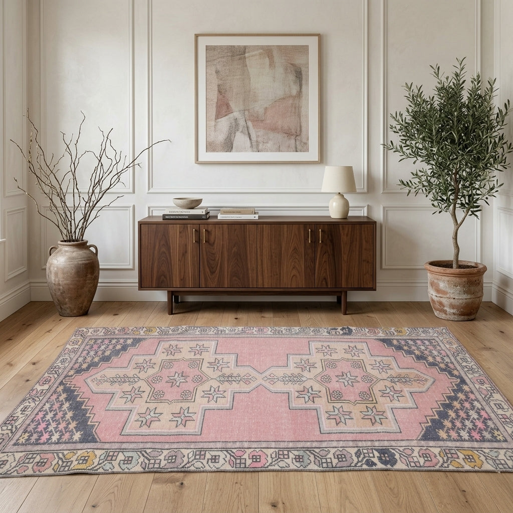 Oriental pattern on the Yagmurter vintage runner rug – handmade in Anatolia, Turkey