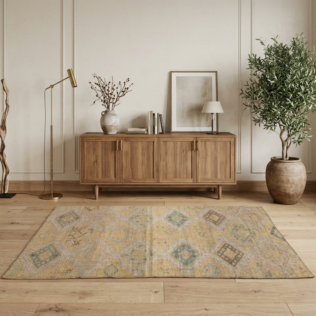 Oriental pattern on the Xanthokoma vintage runner rug – handmade in Anatolia, Turkey