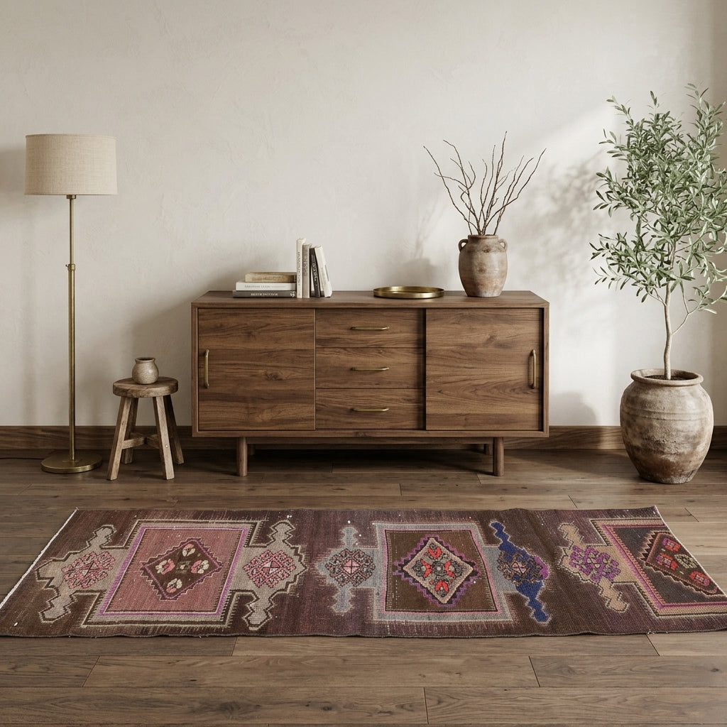 Oriental pattern on the Xanthodika vintage runner rug – handmade in Anatolia, Turkey