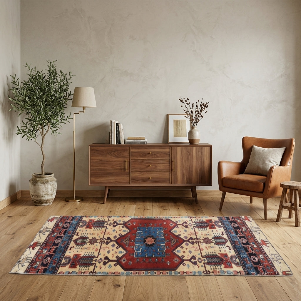 Oriental pattern on the Tuncnihal vintage runner rug – handmade in Anatolia, Turkey