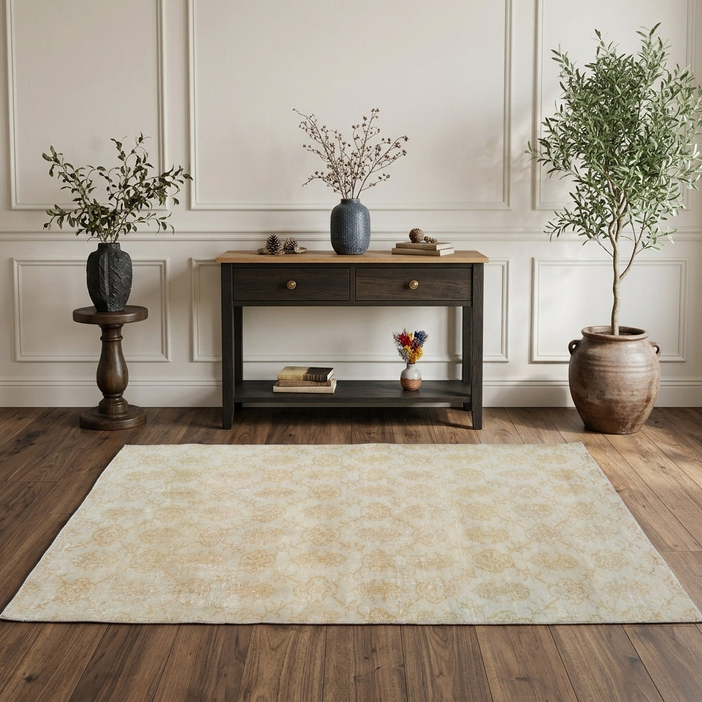 Ikat pattern on the Theano antique washed vintage area rug – handmade in Anatolia, Turkey
