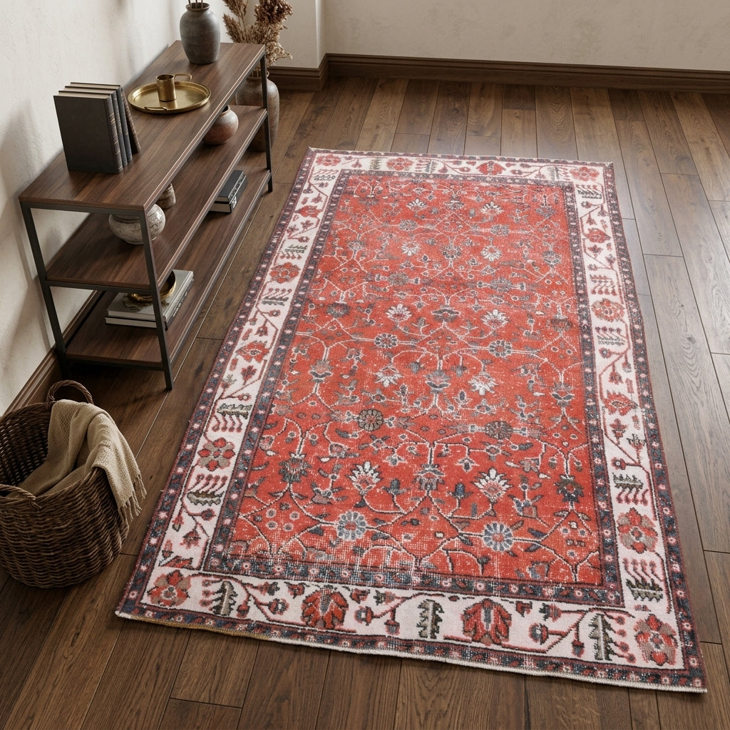 Oriental pattern on the Terpsisela vintage area rug – handmade in Anatolia, Turkey