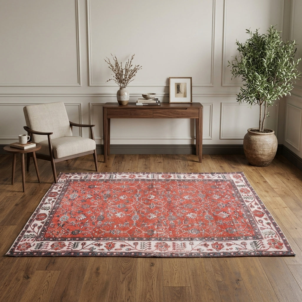 Oriental pattern on the Terpsisela vintage area rug – handmade in Anatolia, Turkey