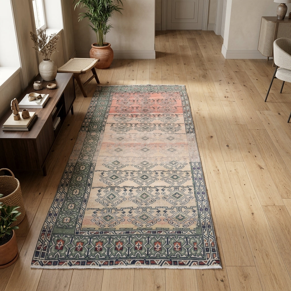 Ikat pattern on the Suzanruh vintage area rug – handmade in Anatolia, Turkey
