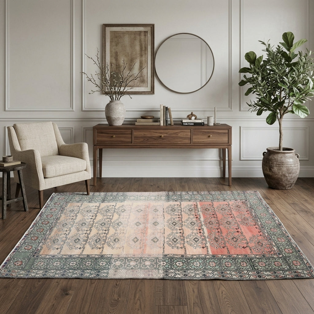 Ikat pattern on the Suzanruh vintage area rug – handmade in Anatolia, Turkey